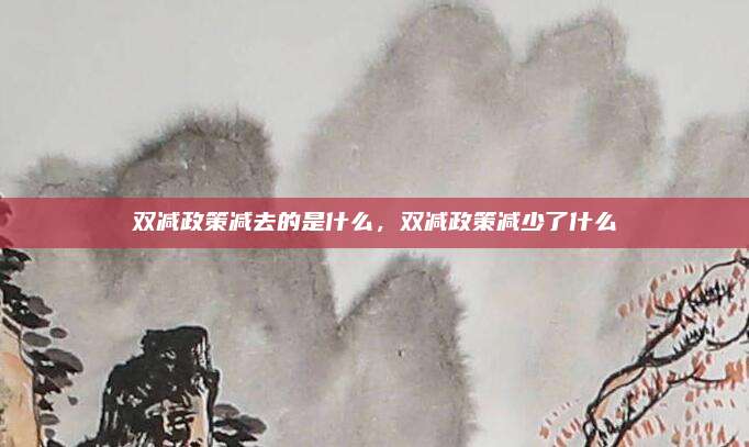 双减政策减去的是什么,双减政策减少了什么