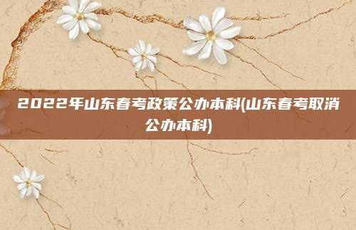 2022年山东春考政策公办本科(山东春考取消公办本科)