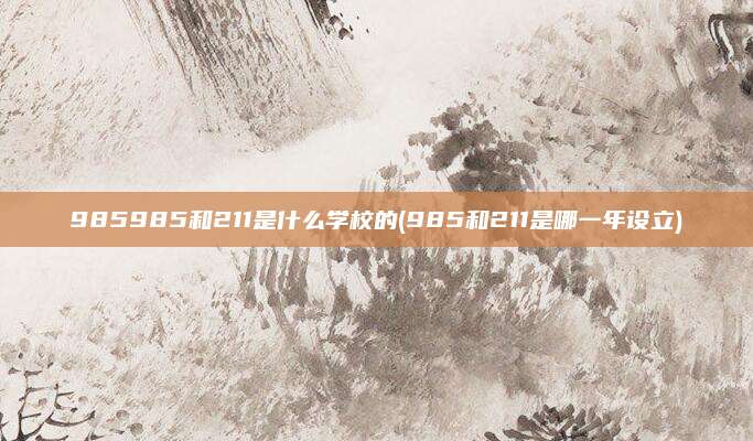 985985和211是什么学校的(985和211是哪一年设立)