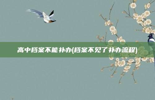 高中档案不能补办(档案不见了补办流程)