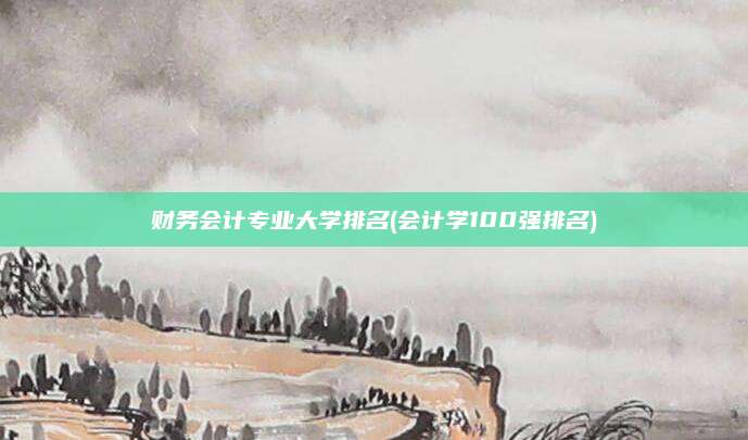 财务会计专业大学排名(会计学100强排名)