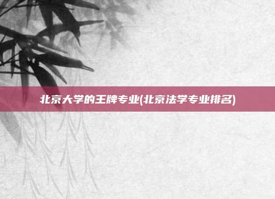 北京大学的王牌专业(北京法学专业排名)
