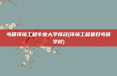 考研环境工程专业大学排名(环境工程最好考研学校)