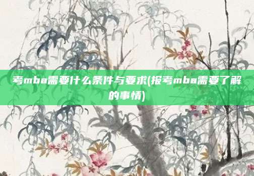 考mba需要什么条件与要求(报考mba需要了解的事情)