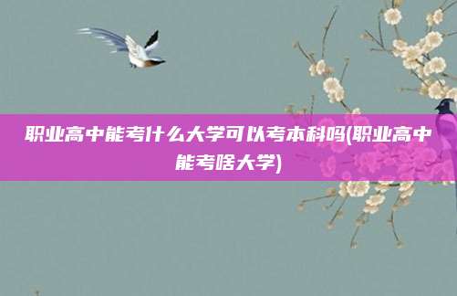 职业高中能考什么大学可以考本科吗(职业高中能考啥大学)