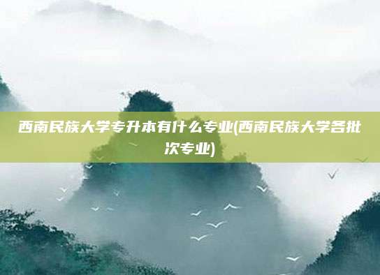 西南民族大学专升本有什么专业(西南民族大学各批次专业)