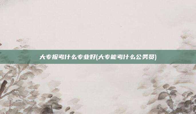 大专报考什么专业好(大专能考什么公务员)