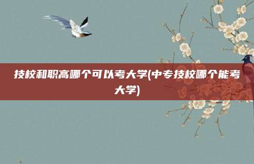 技校和职高哪个可以考大学(中专技校哪个能考大学)