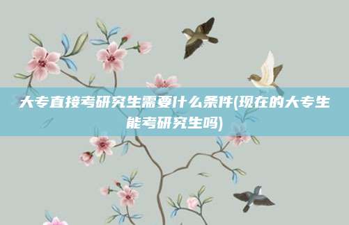 大专直接考研究生需要什么条件(现在的大专生能考研究生吗)