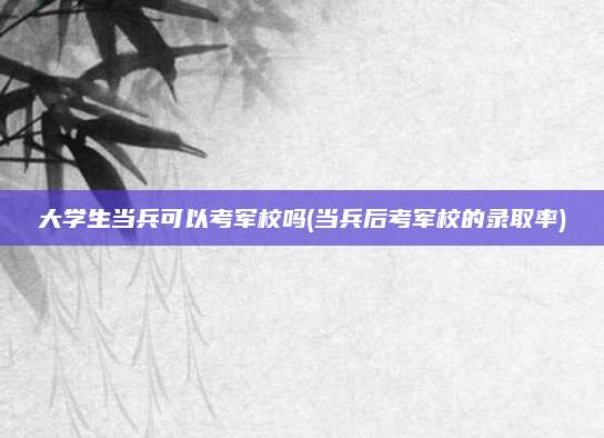 大学生当兵可以考军校吗(当兵后考军校的录取率)