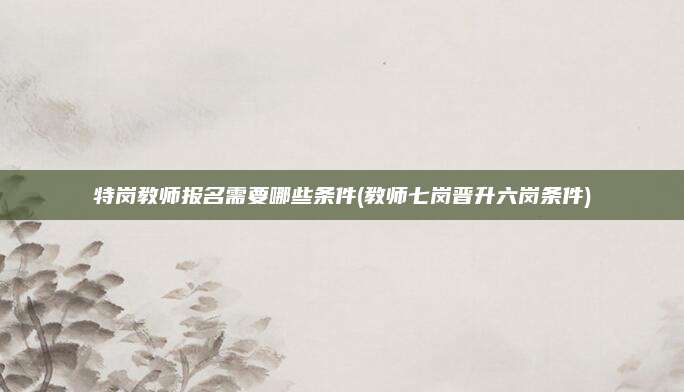 特岗教师报名需要哪些条件(教师七岗晋升六岗条件)