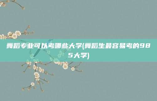 舞蹈专业可以考哪些大学(舞蹈生最容易考的985大学)