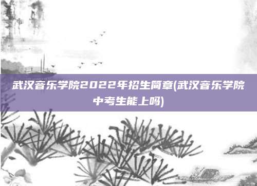 武汉音乐学院2022年招生简章(武汉音乐学院中考生能上吗)