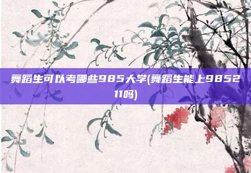 舞蹈生可以考哪些985大学(舞蹈生能上985211吗)