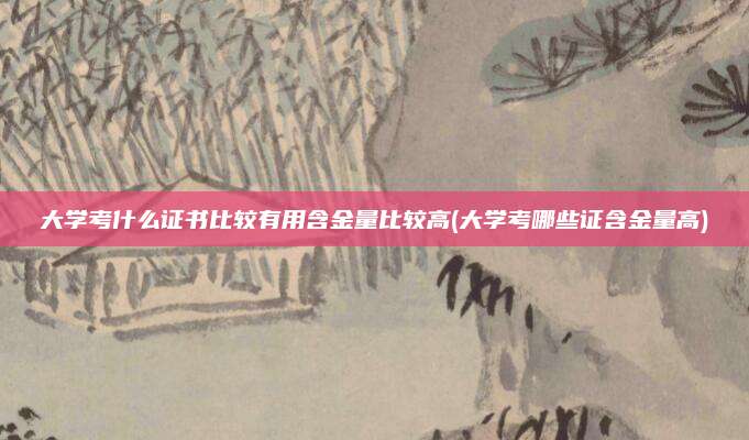 大学考什么证书比较有用含金量比较高(大学考哪些证含金量高)