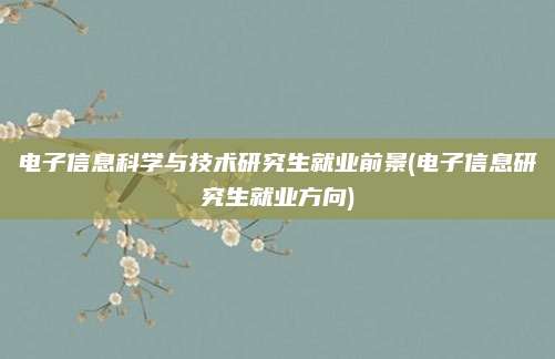 电子信息科学与技术研究生就业前景(电子信息研究生就业方向)