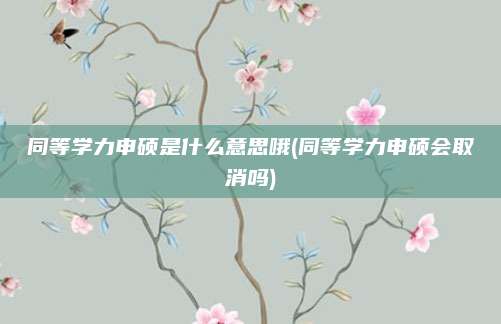 同等学力申硕是什么意思哦(同等学力申硕会取消吗)