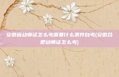 安徽省幼师证怎么考需要什么条件自考(安徽合肥幼师证怎么考)