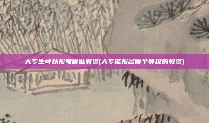 大专生可以报考哪些教资(大专能报名哪个等级的教资)