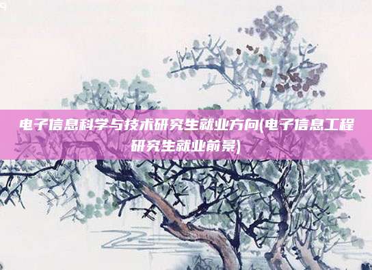 电子信息科学与技术研究生就业方向(电子信息工程研究生就业前景)