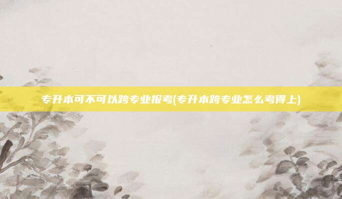 专升本可不可以跨专业报考(专升本跨专业怎么考得上)