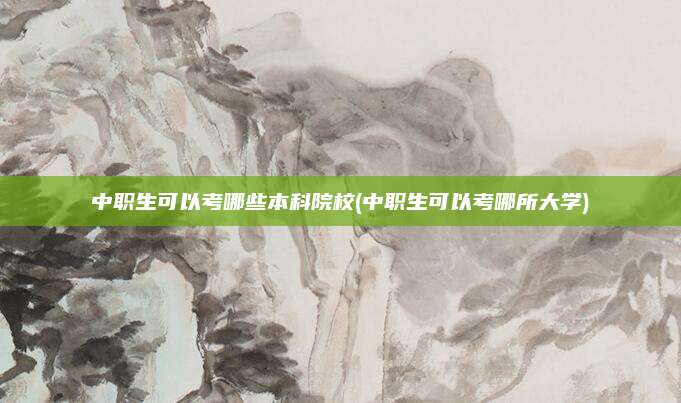 中职生可以考哪些本科院校(中职生可以考哪所大学)