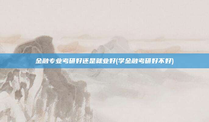 金融专业考研好还是就业好(学金融考研好不好)