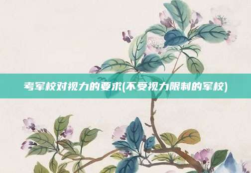 考军校对视力的要求(不受视力限制的军校)