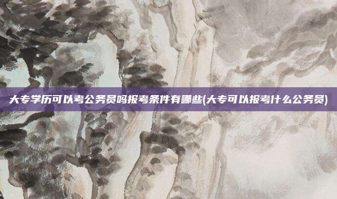 大专学历可以考公务员吗报考条件有哪些(大专可以报考什么公务员)