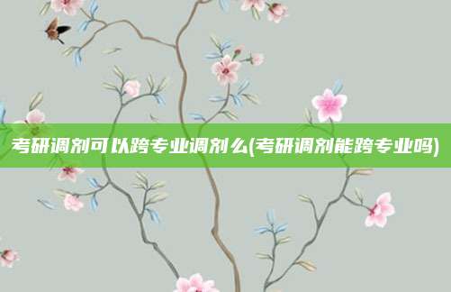 考研调剂可以跨专业调剂么(考研调剂能跨专业吗)
