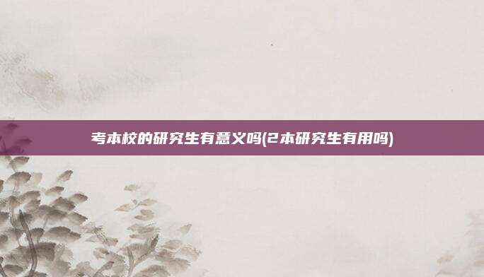 考本校的研究生有意义吗(2本研究生有用吗)