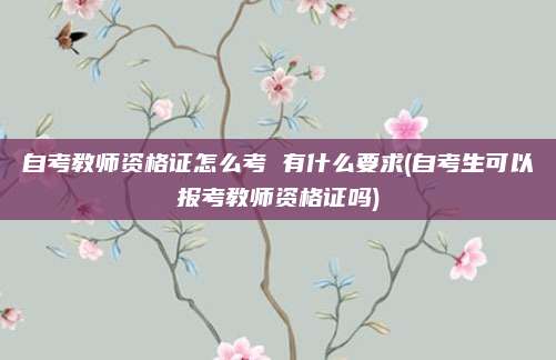 自考教师资格证怎么考 有什么要求(自考生可以报考教师资格证吗)