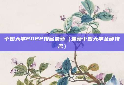 中国大学2022排名最新(最新中国大学全部排名)