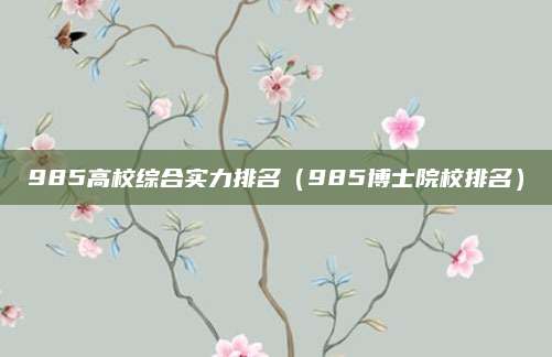 985高校综合实力排名(985博士院校排名)