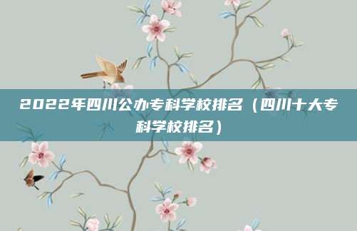2022年四川公办专科学校排名(四川十大专科学校排名)