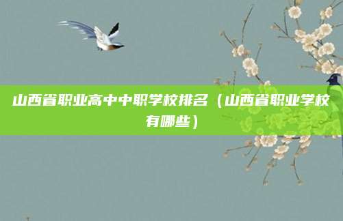 山西省职业高中中职学校排名(山西省职业学校有哪些)