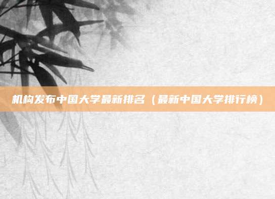 机构发布中国大学最新排名（最新中国大学排行榜）