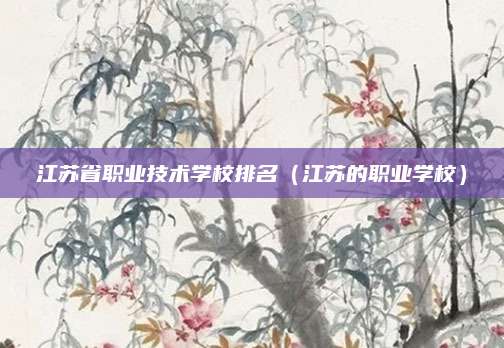 江苏省职业技术学校排名(江苏的职业学校)