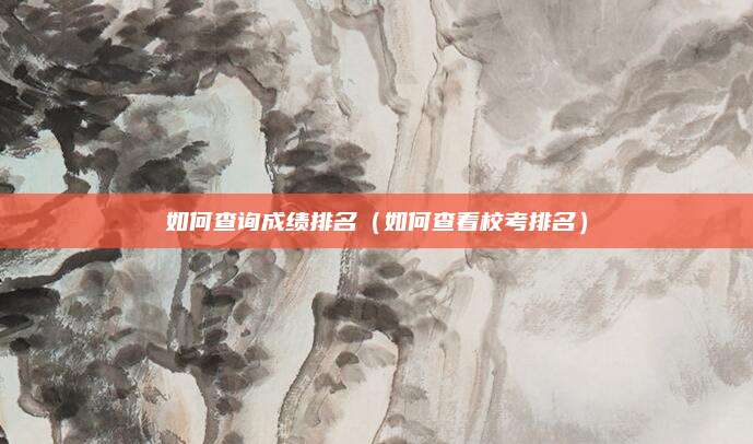 如何查询成绩排名(如何查看校考排名)