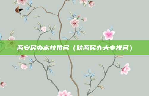 西安民办高校排名(陕西民办大专排名)