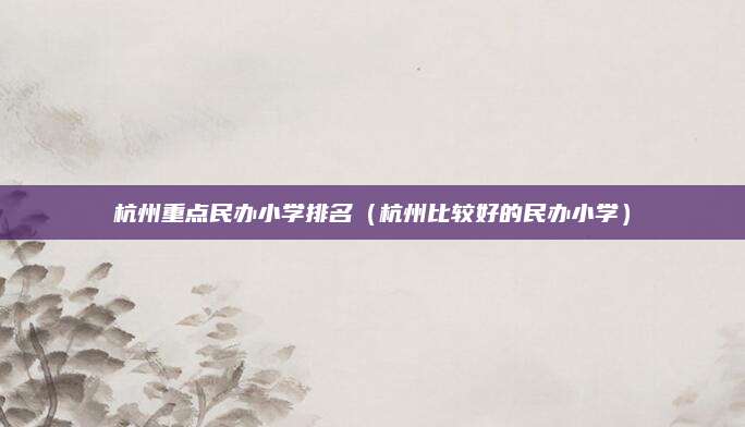 杭州重点民办小学排名(杭州比较好的民办小学)