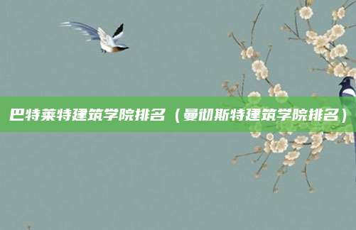 巴特莱特建筑学院排名(曼彻斯特建筑学院排名)