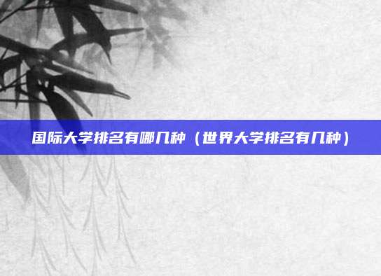 国际大学排名有哪几种(世界大学排名有几种)