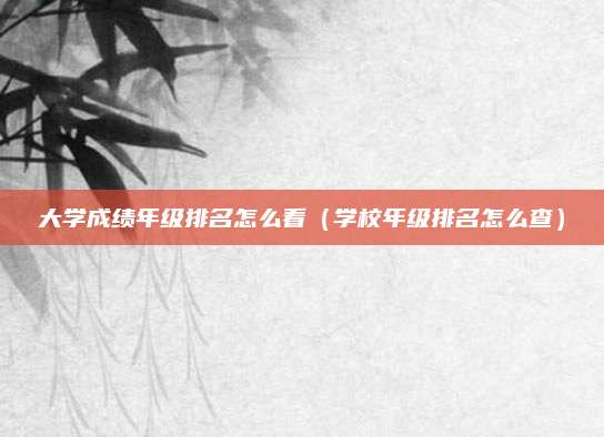 大学成绩年级排名怎么看(学校年级排名怎么查)