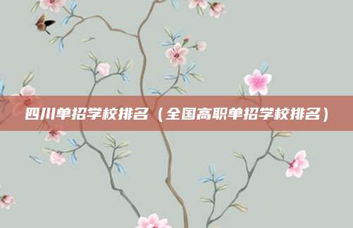 四川单招学校排名(全国高职单招学校排名)