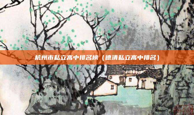 杭州市私立高中排名榜(德清私立高中排名)