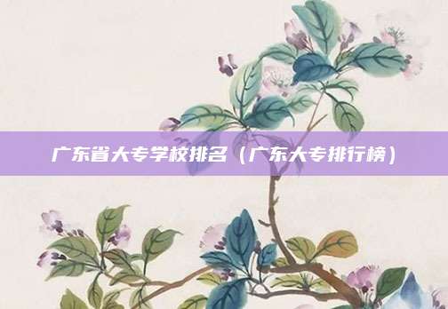 广东省大专学校排名(广东大专排行榜)