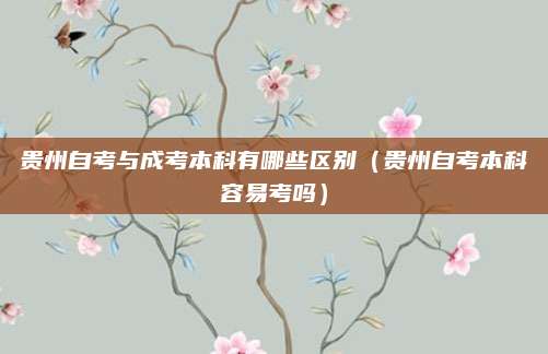 贵州自考与成考本科有哪些区别（贵州自考本科容易考吗）