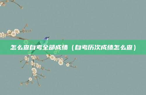 怎么查自考全部成绩（自考历次成绩怎么查）