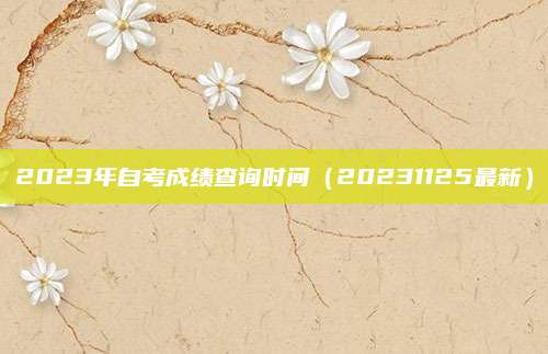 2023年自考成绩查询时间（20231125最新）